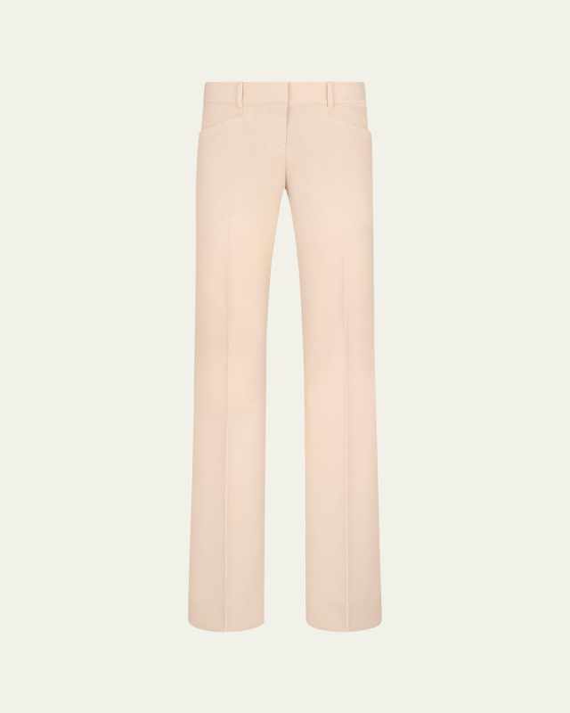 Low-Waist Wool Flare Trousers